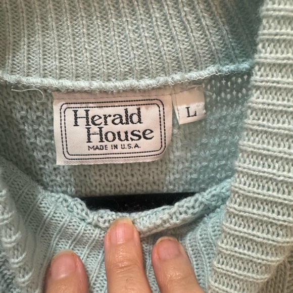 Vintage Herald House Knit Sleeveless Sweater Top Vest Blue Large - Picture 5 of 6